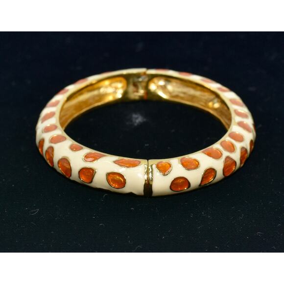 Kenneth Jay Lane 2006 Ivory & Gold Enamel Animal Print Bangle RARE!!! - Picture 4 of 9